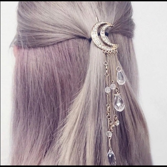 🌟HPx3🌟🌺NEW🌺 Boho Stars Moon Crystal Hair Clip - Picture 2 of 3